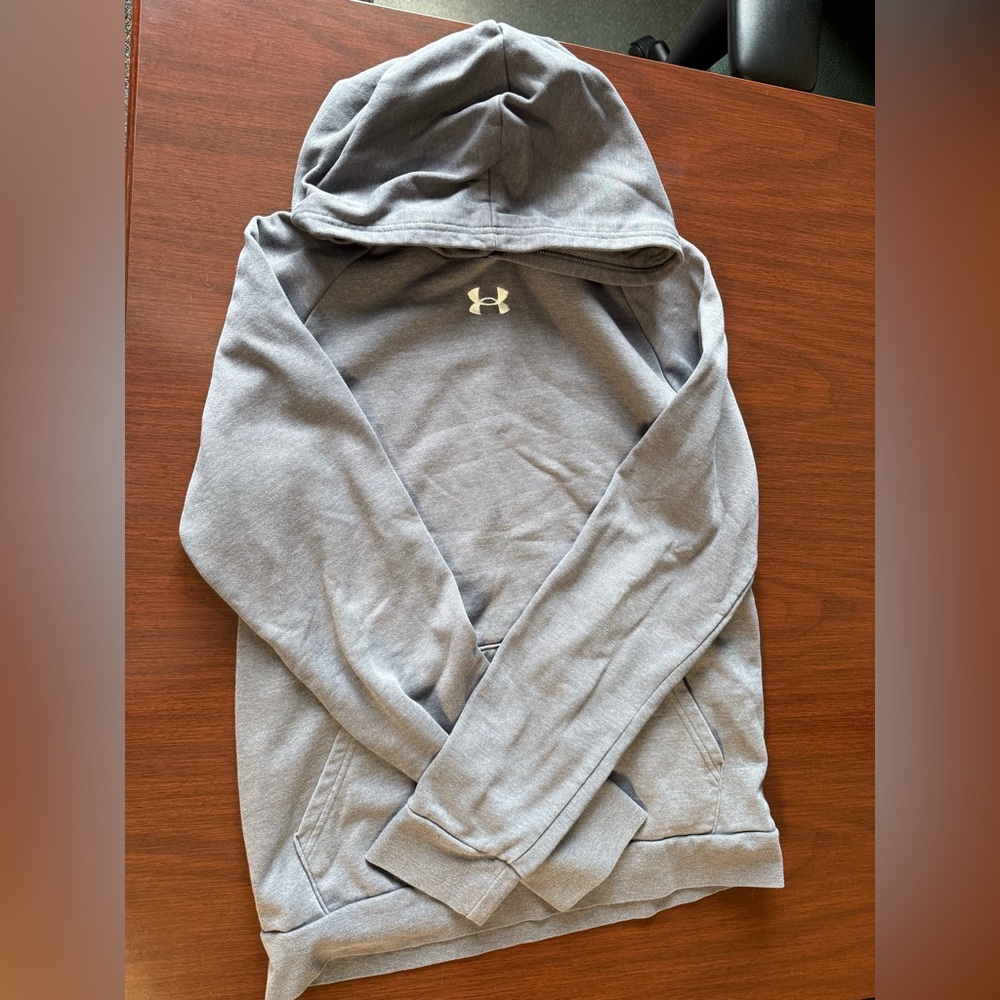Under Armour Gray Pullover Hoodie with Logo Print
